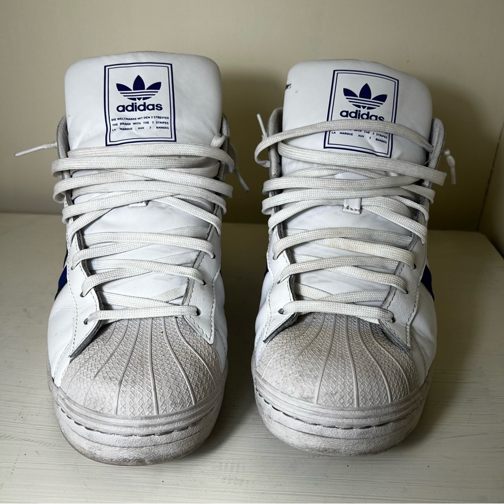 Adidas Original Pro J Men’s 11.5 White Blue Athletic Sneakers